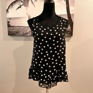 LILY WHITE black white polka dot sheer top